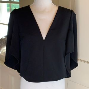 Milly black flutter sleeve blouse